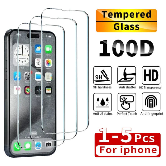 1–5pcs Tempered Glass Screen Protector – iPhone 6–16 / Pro Max / SE / X Series