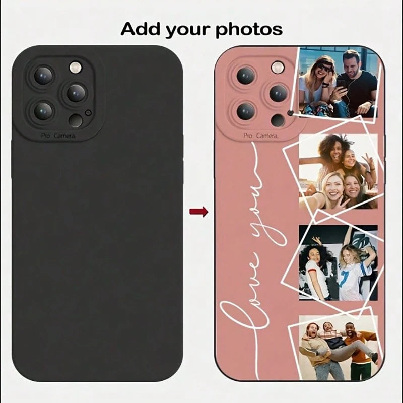 Personalized TPU Shockproof Case for iPhone 16, 15, 14, 13, 12, 11, XS, XR, X, Plus – DIY Custom Back Cover