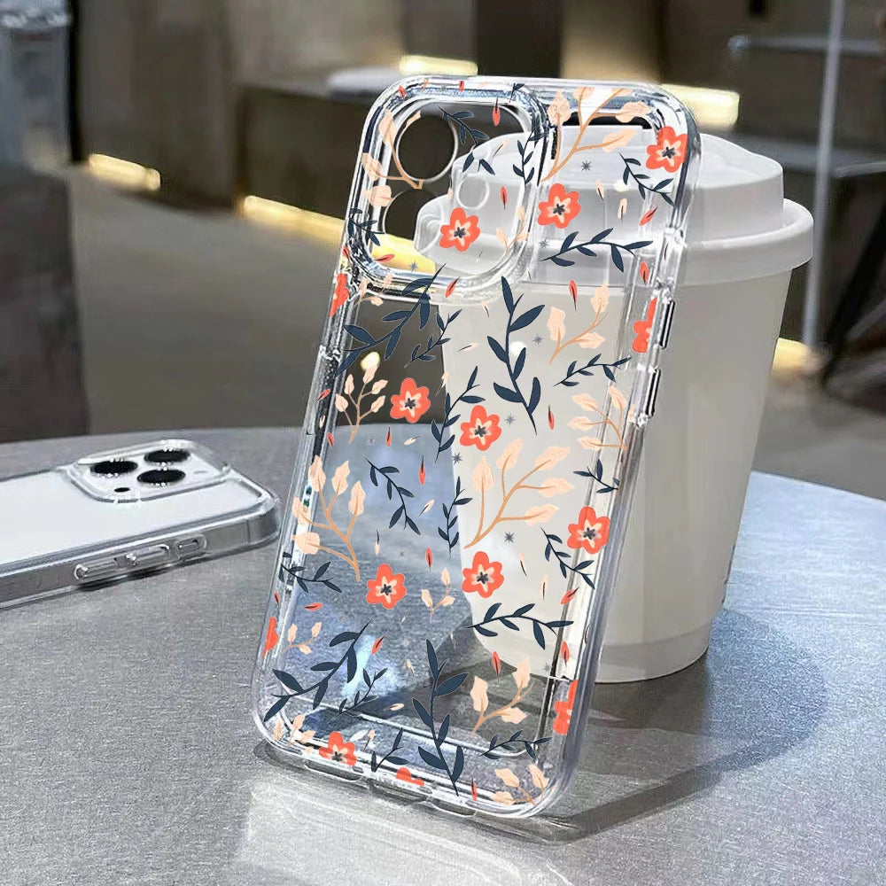 Flower Case For iPhone 11 Cases iPhone 12 13 Pro Max X XR XS Max Plus iPhone Clear Shockproof Cover
