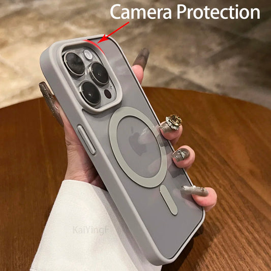Luxury For Magsafe Transparent Case For iPhone 16 15 14 Max Plus Magnetic Wireless Charge Cases Cover