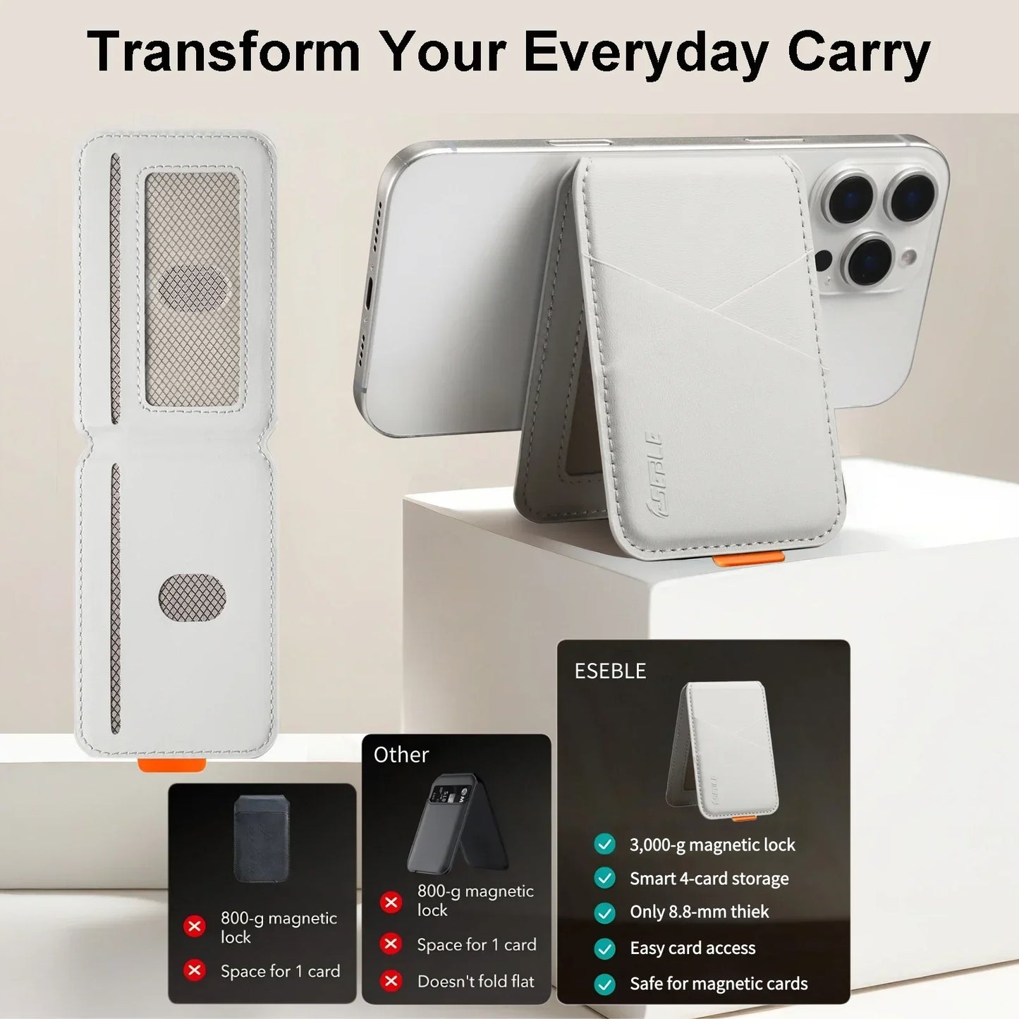 Luxury Leather MagSafe Magnetic Card Holder | RFID Anti-Skimming Wallet for Bank & ID Cards