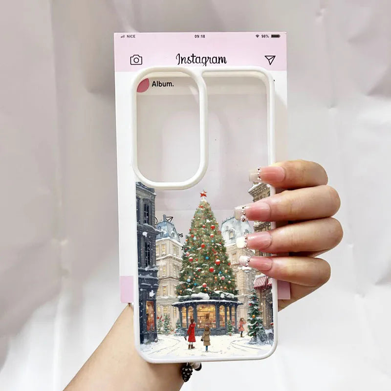 Cute Winter Snow Christmas Santa Case for Samsung Galaxy S23–S25 Series | Clear Holiday Phone Cover