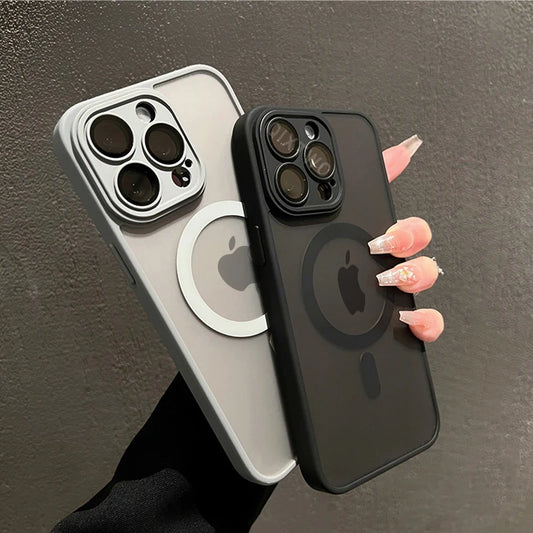 Luxury Matte Armor For Magsafe Magnetic Wireless Charging Case For iPhone 11 12 13 14 15 16 Pro Max Plus Shockproof Cover