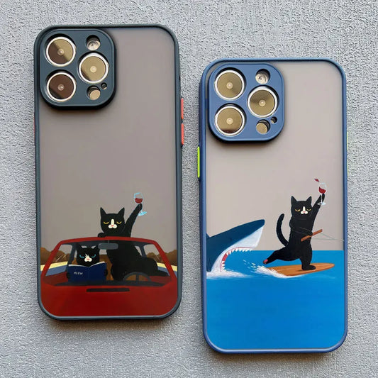 Funny Cat Daily Life Phone Case For iPhone 11 Case iPhone 12 Pro Max Mini 13 Pro Max 7 8 Plus XR XS X Shockproof Covers
