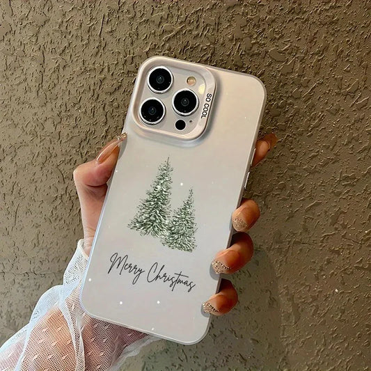 Christmas Tree Aesthetic Laser Phone Case for iPhone 11–16 Series | Decorative Holiday Back Cover