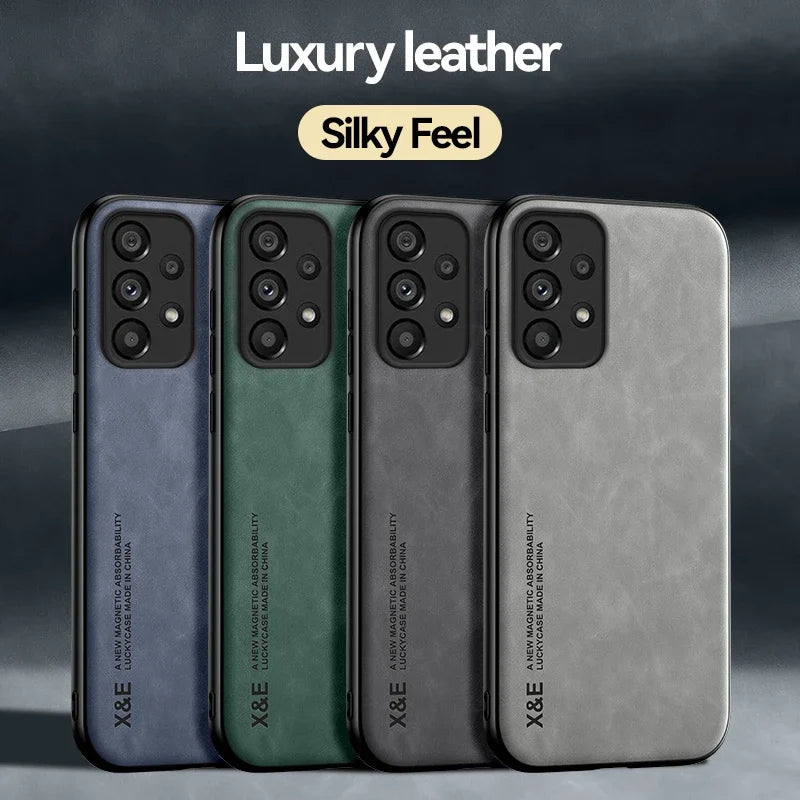 Magnetic Leather Case For Samsung Galaxy S25 S24 S23 S22 Ultra S21 S20 FE Plus Cover Support Car Mount