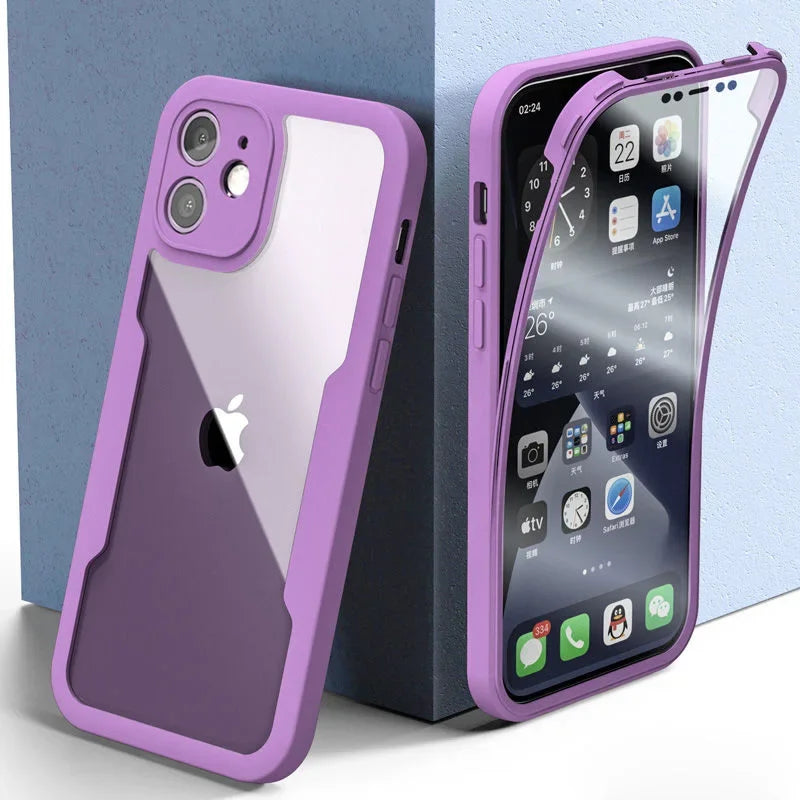 Shockproof 360 Clear Phone Case for iPhone 13 12 11 Pro Max X XS XR 7 8 Plus Cover Camera Lens Screen Full Protection