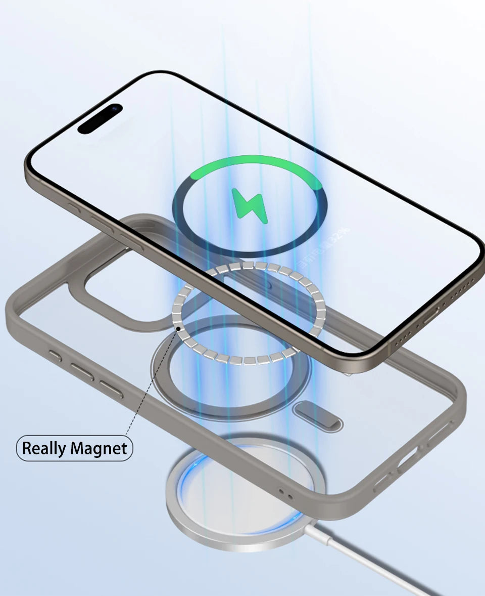 Luxury For Magsafe Transparent Case For iPhone 13 12 11 Pro XS XR Max Mini Plus Magnetic Wireless Charge Cases Cover