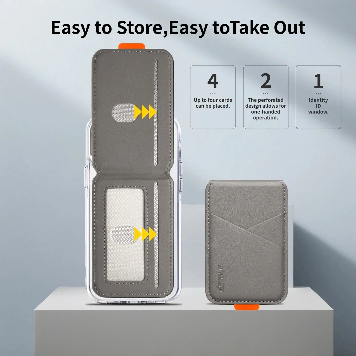 Luxury Leather MagSafe Magnetic Card Holder | RFID Anti-Skimming Wallet for Bank & ID Cards