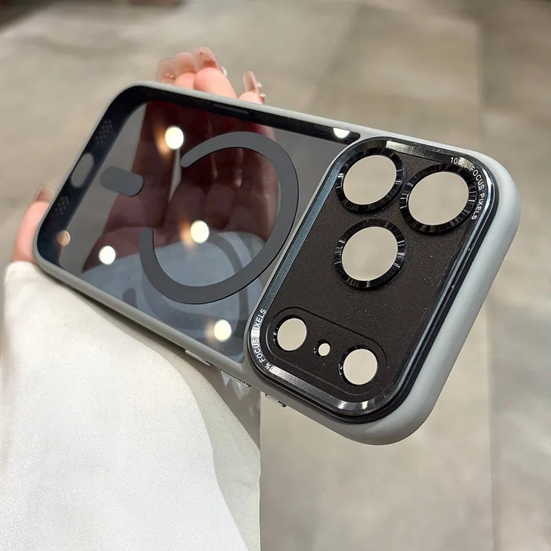 Business Transparent Magsafe Case for iPhone 14 13 12 11Pro Max Plating Camera Protection Cover for iPhone 17 Air