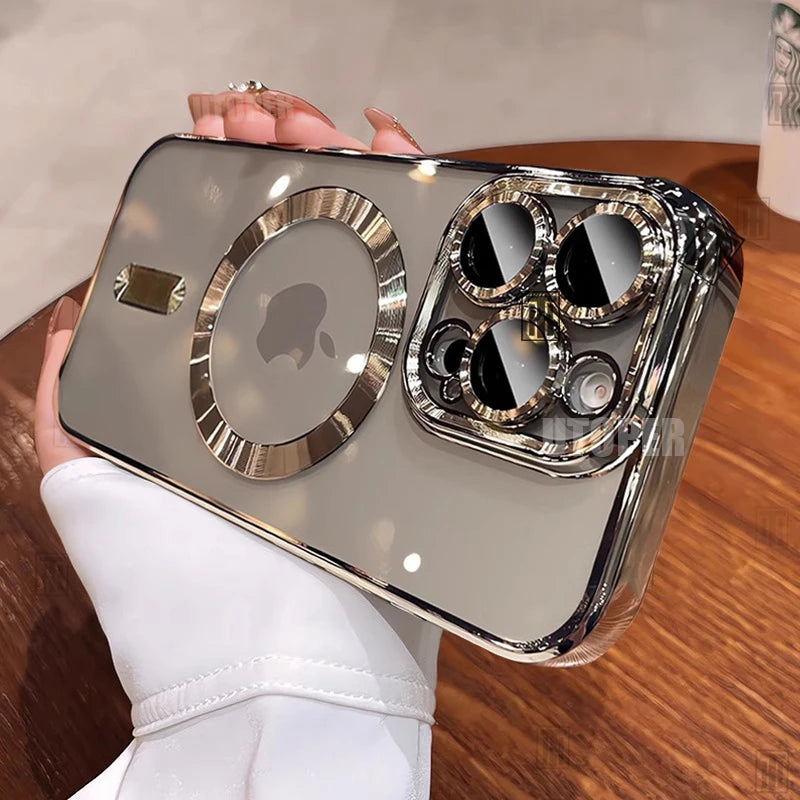 Official Desert Gold Phone Case For iPhone 17 Air 16 15 Pro Max Plus Clear Magsafe Magnetic Lens Protect Soft Cover