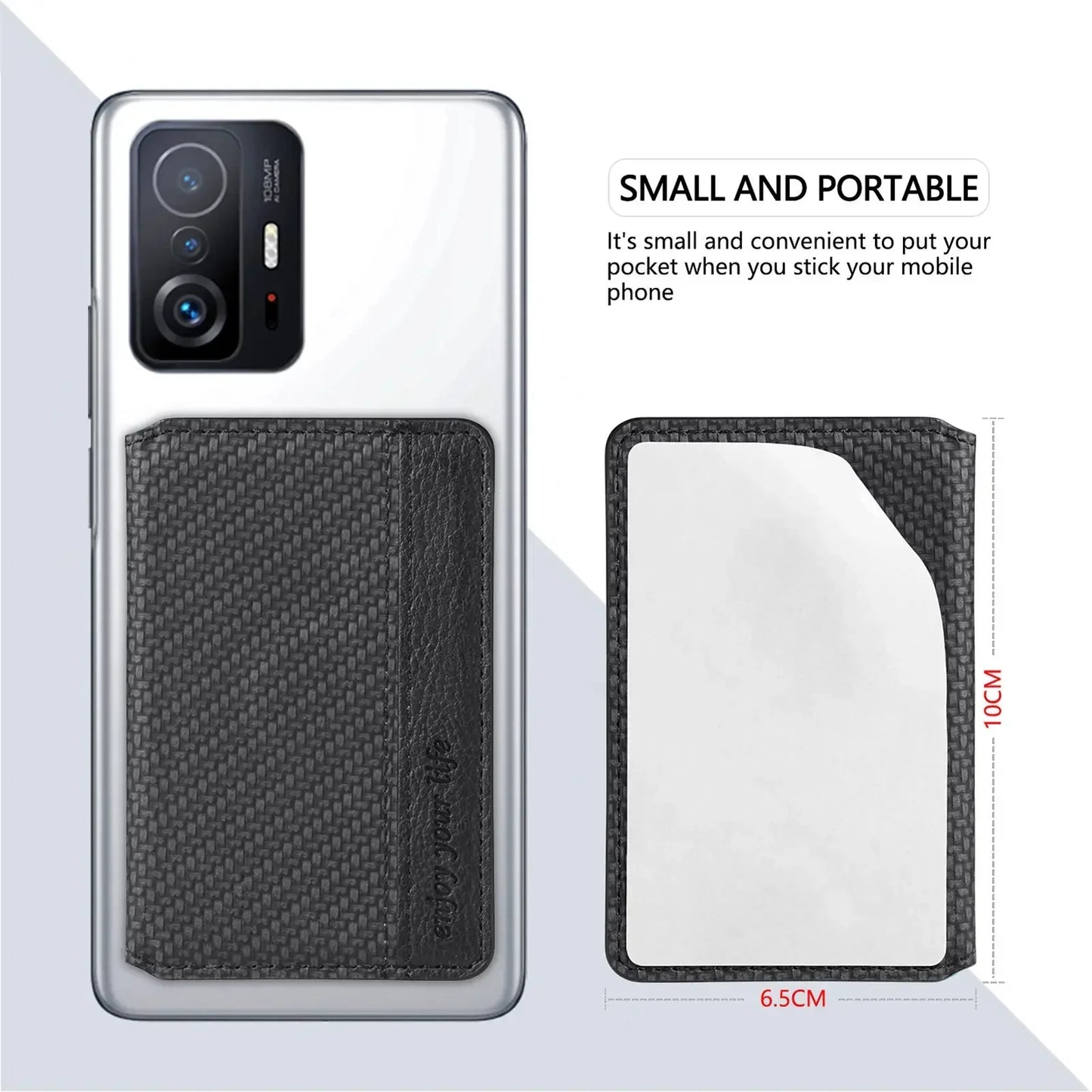 1PC PU Leather Phone Card Holder | Adhesive Sticker Wallet Case with Multiple Card Slots & Phone Stand Supporter