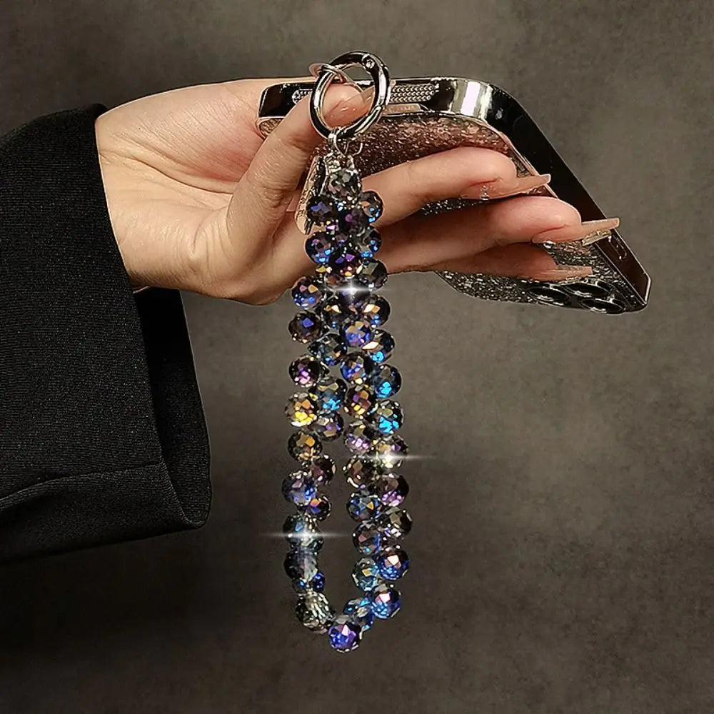 Colorful Crystal Beaded Phone Lanyard – Sparkle Charm Keychain