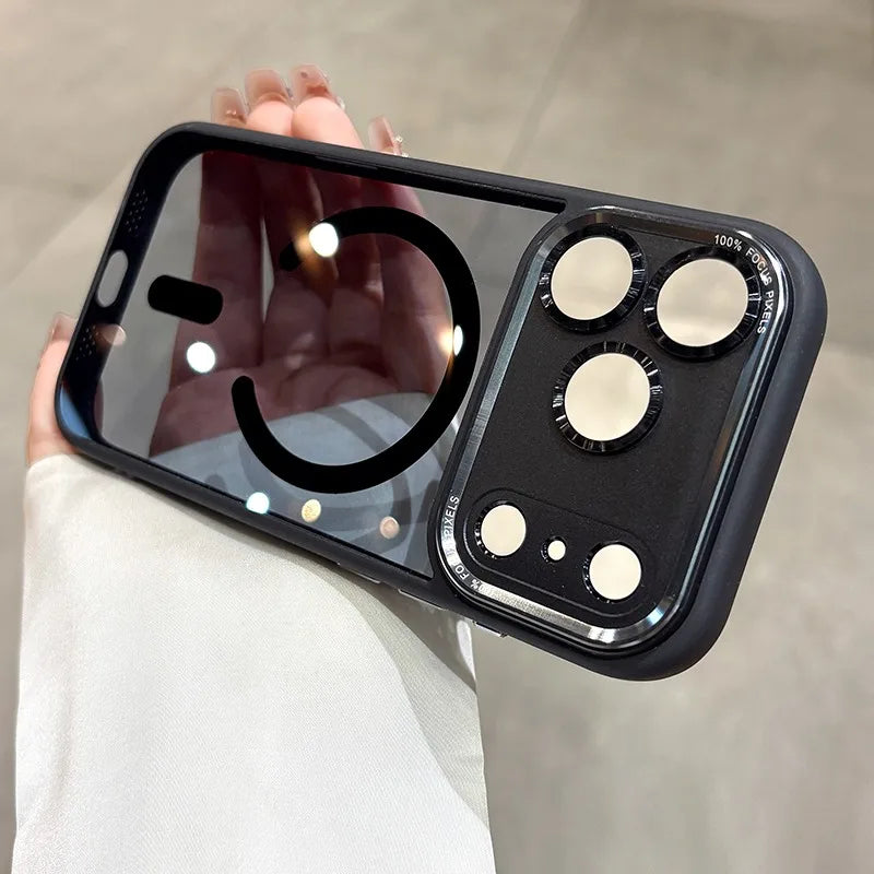 Business Transparent Magsafe Case for iPhone 14 13 12 11Pro Max Plating Camera Protection Cover for iPhone 17 Air
