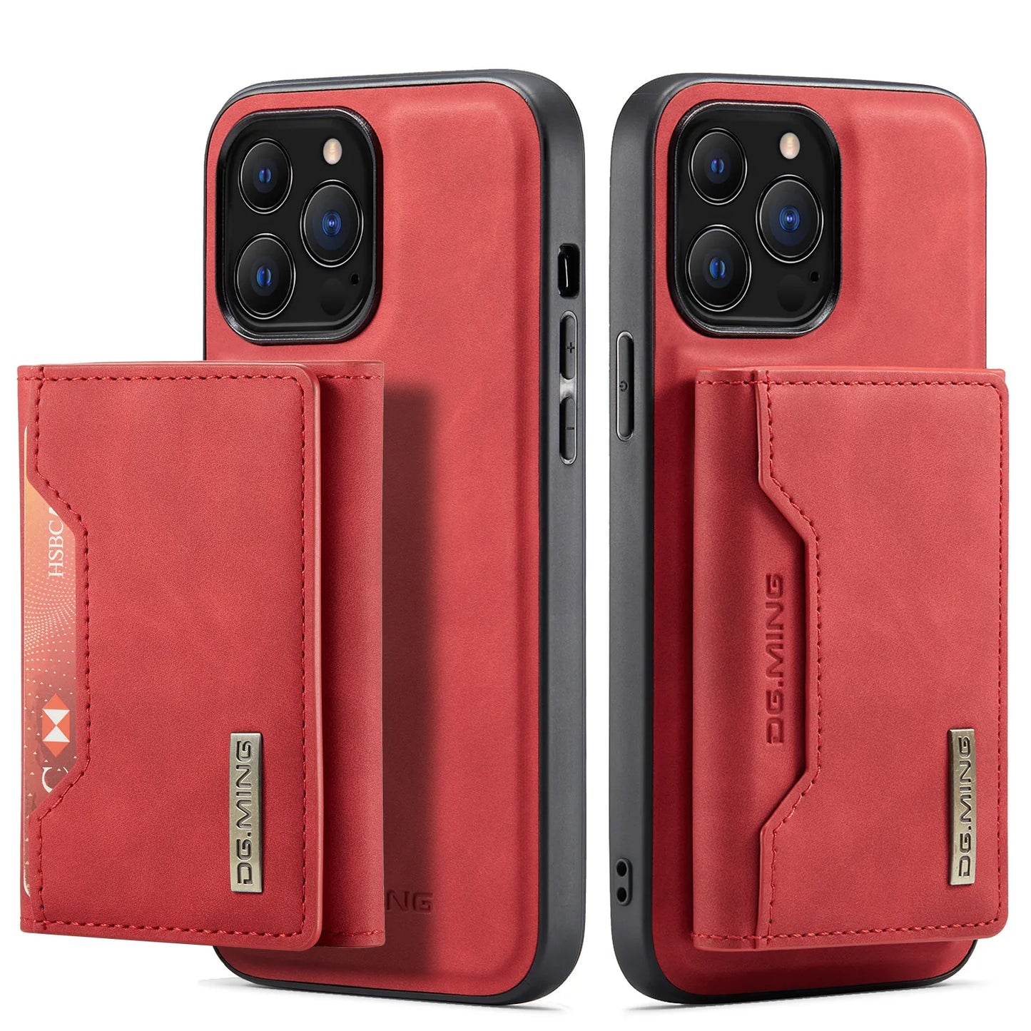 2 In 1 Detachable Magnetic Leather Case for IPhone 16 17 Pro Max 15 Wallet Cover Cards Holder Pocket