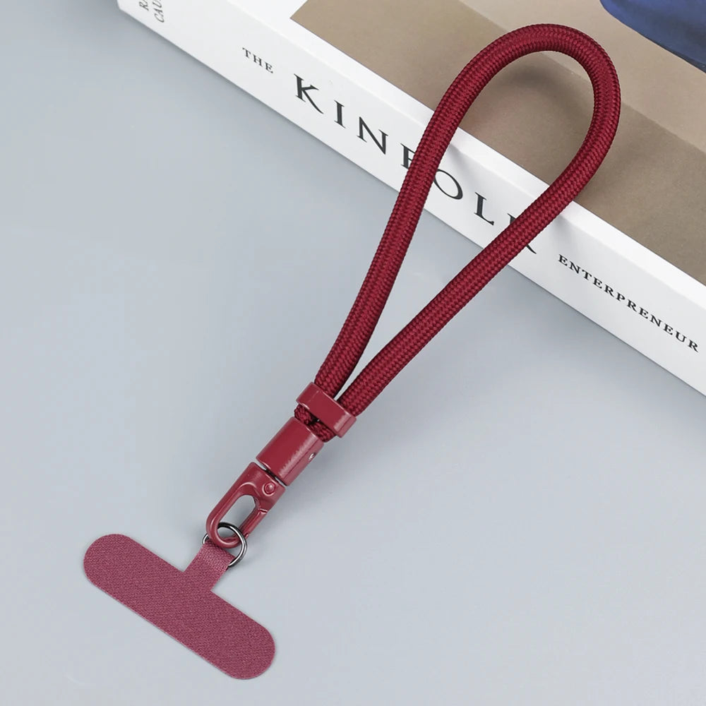 Adjustable Braided Phone Lanyard – Short Detachable Wrist Strap with Patch