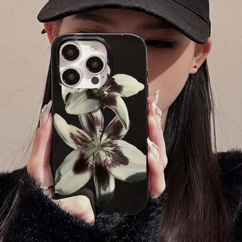 Lily Orchid Flower Print Soft Phone Case For iPhone 16 15 14 13 12 11 Pro Max XS XR X 7 8 Plus SE 2020 2022 Shockproof Cover