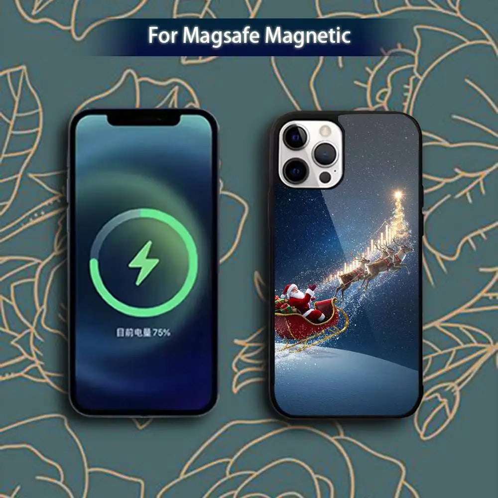 Christmas Santa Claus Phone Case for iPhone 11–17 Series | MagSafe Magnetic Wireless Charging Cover