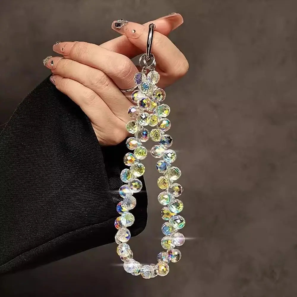 Colorful Crystal Beaded Phone Lanyard – Sparkle Charm Keychain