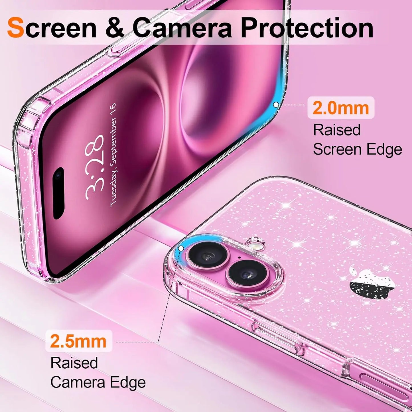 Glitter Clear Case For iPhone 17 Air 16 E Pro Max 16e 15 Plus 14 13 Mini 12 11 SE 2022 2020 Women Girls Phone Cover Accessories