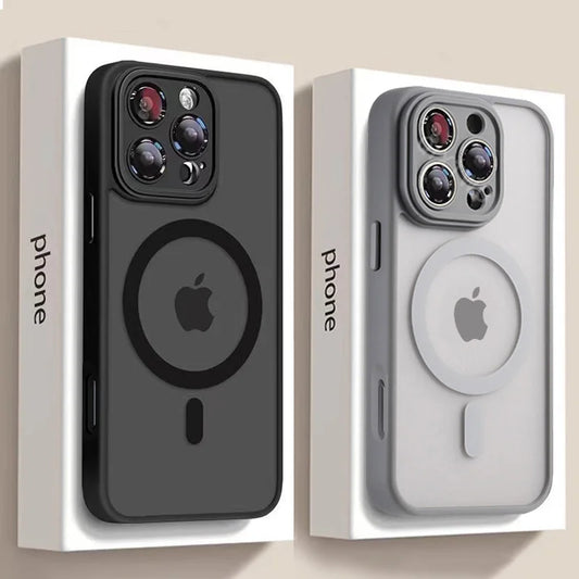 Luxury Matte Armor For Magsafe Magnetic Wireless Charging Case For iPhone 11 12 13 14 15 16 Pro Max Plus Shockproof Cover