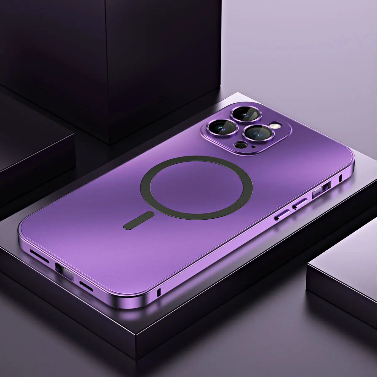 Fashion Aluminum Metal Magnetic Case For iPhone Max Pro 14 13 12 Magsafe Wireless Charging Glass Lens Backboard Cover
