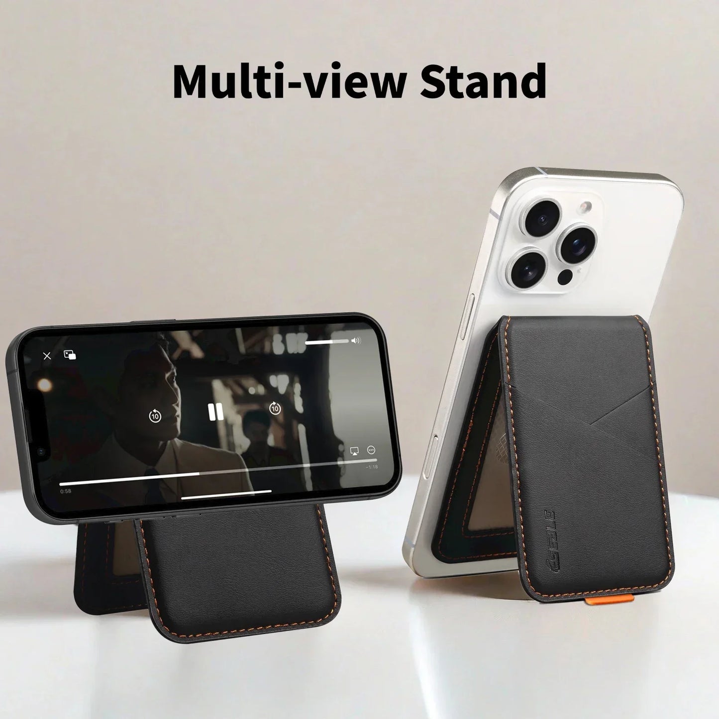 Luxury Leather MagSafe Magnetic Card Holder | RFID Anti-Skimming Wallet for Bank & ID Cards