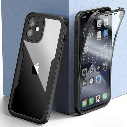 Shockproof 360 Clear Phone Case for iPhone 13 12 11 Pro Max X XS XR 7 8 Plus Cover Camera Lens Screen Full Protection