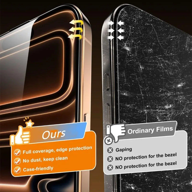 3pcs Tempered Glass Screen Protector – Easy Install & Explosion-Proof for iPhone 11–17 / Air