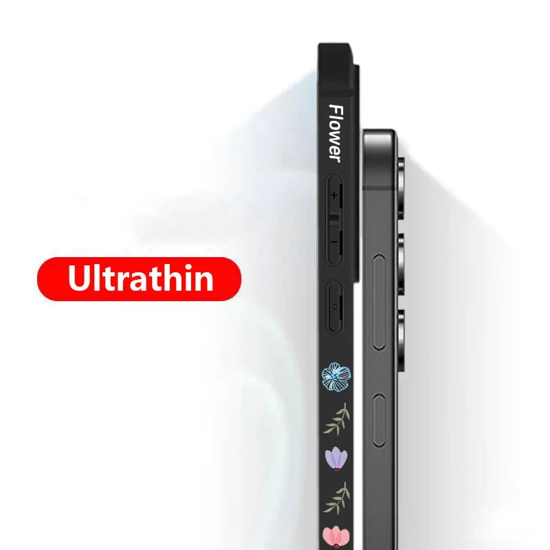 Luxury Flower Print Lanyard Case For Samsung Galaxy A55 A54 5G A35 A25 A15 A14 A34 A52 S21 FE S22 S23 S24 Ultra Silicone Cover