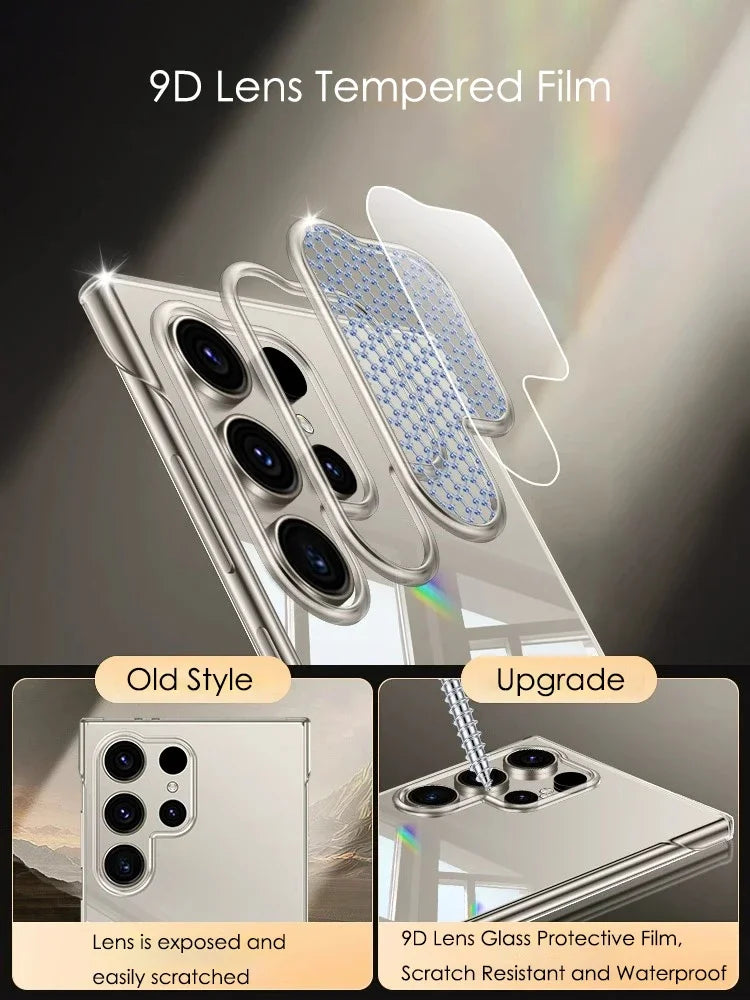 Luxury Plating Frameless Case For Samsung Galaxy S25 S24 Ultra S23 S22 Thin Transparent Camera Lens Protection Shockproof Cover