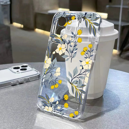 Flower Case For iPhone 11 Cases iPhone 15 14 16 Pro Max 14 15 Plus 16Pro iPhone16 Clear Shockproof Cover