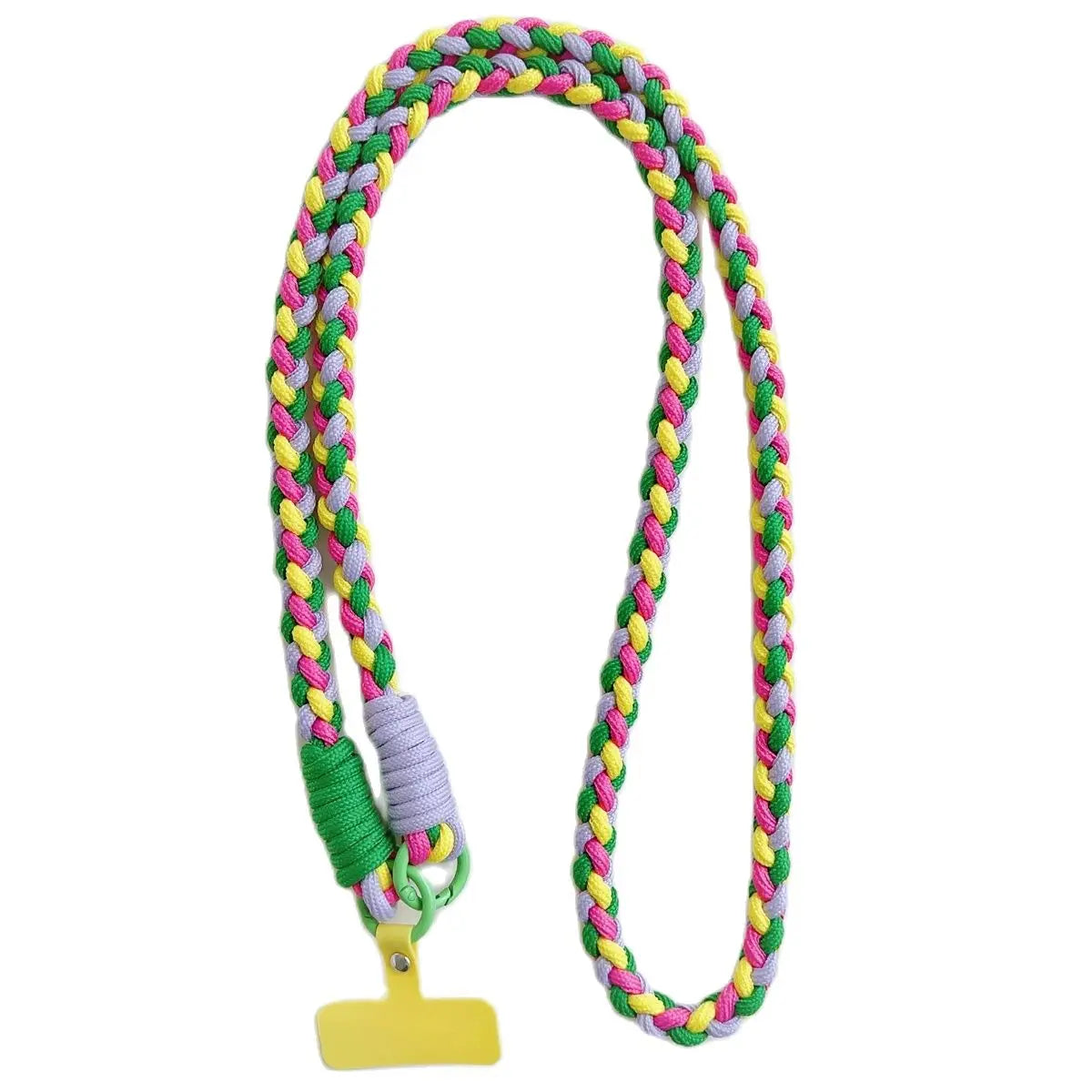 Colorful Braided Crossbody Lanyard Strap with Keychain & Patch – Universal Phone Accessory