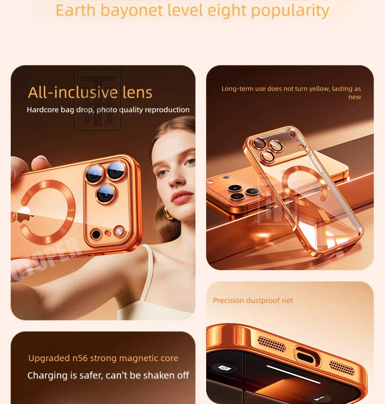 Lightweight Soft TPU Plating Case for iPhone 17 pro max 17 Air 16 15 14 13 12 11 Pro Max Plus Maga safe Magnetic Lens Protect Clear Cover