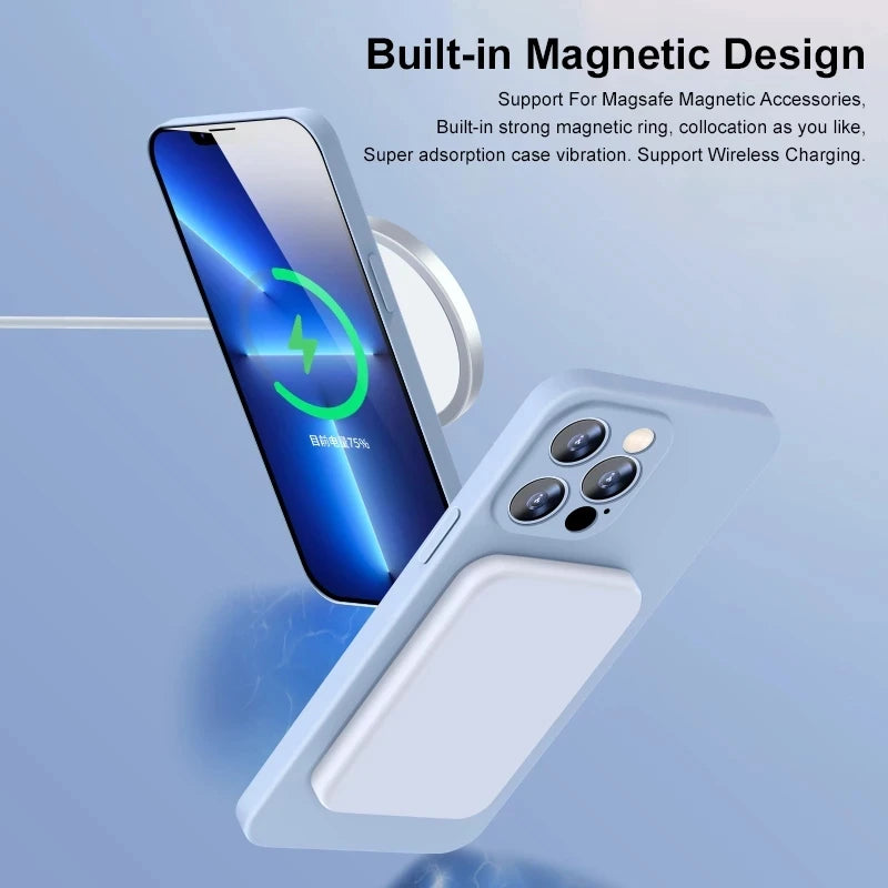Original Magnetic For Magsafe Case For iPhone 15 14 13 12 11 Pro Max XS XR X  Plus Cases Liquid Silicone Wireless Charge Cover