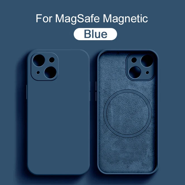 Original Magnetic For Magsafe Case For iPhone 15 14 13 12 11 Pro Max XS XR X  Plus Cases Liquid Silicone Wireless Charge Cover