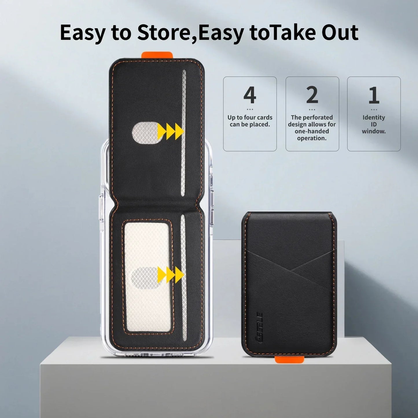 Luxury Leather MagSafe Magnetic Card Holder | RFID Anti-Skimming Wallet for Bank & ID Cards