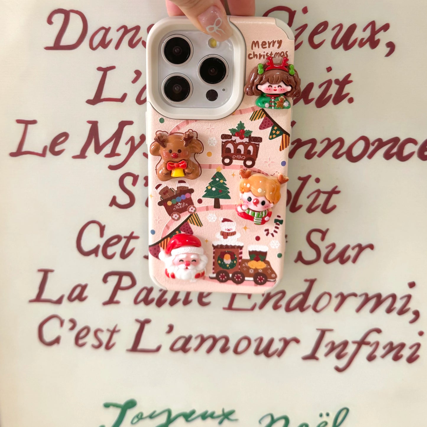 3D Christmas Elk & Santa Claus Phone Case with Lanyard for iPhone 11–17 Series | Soft Holiday Cover