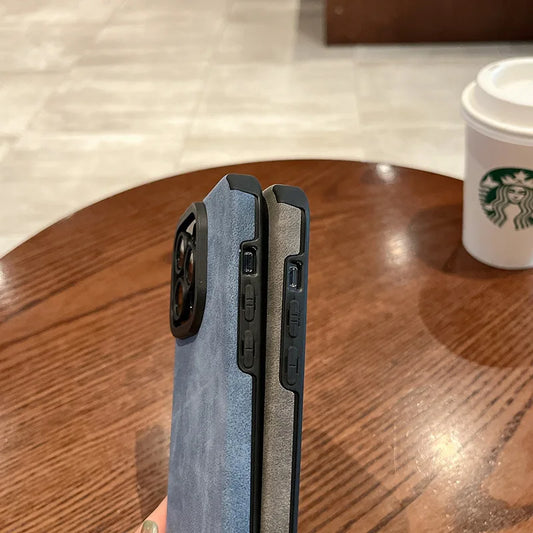 Fashion Matte Leather Silicone Case For iPhone 14 Plus 12 13 11 16 15 Pro Max Lens Protection Shockproof Cover