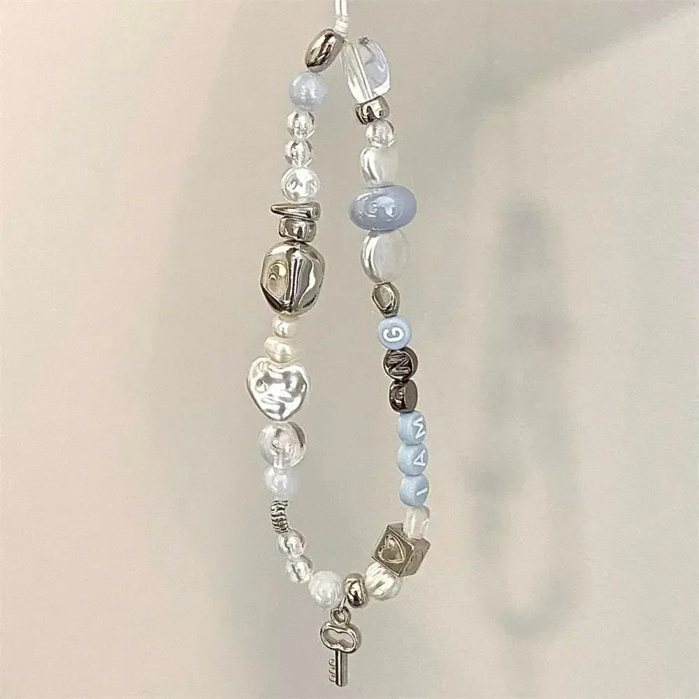 Beaded Phone Charm Strap – Handmade Star & Pearl Lanyard