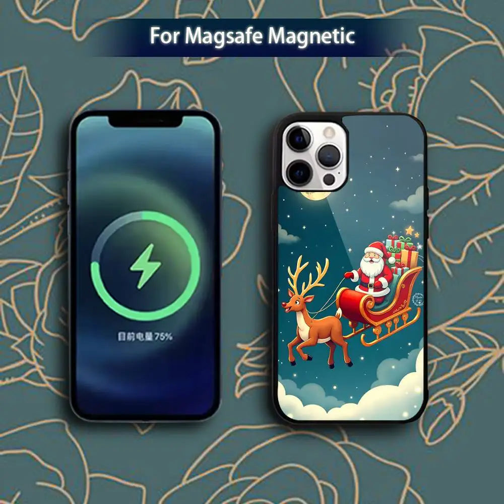 Christmas Santa Claus Phone Case for iPhone 11–17 Series | MagSafe Magnetic Wireless Charging Cover