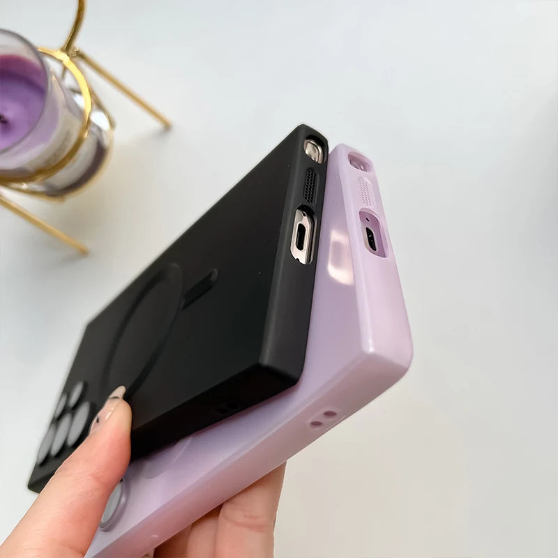 Original For Magsafe Magnetic Silicone Case For Samsung Galaxy S25 S23 S22 S21 S24 Ultra Plus Matte Cases Wireless Charge Cover