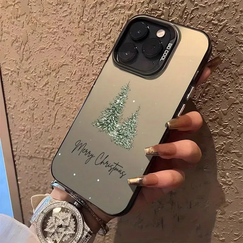 Christmas Tree Aesthetic Laser Phone Case for iPhone 11–16 Series | Decorative Holiday Back Cover