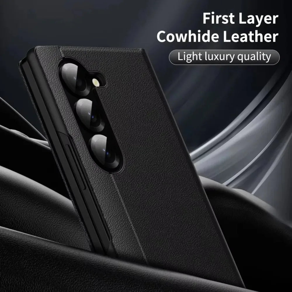 Minimalist Leather Wallet Card Holder Case for Samsung Galaxy S22 S23 S24 S25 Plus Ultra | Smart Clear View Flip Cover