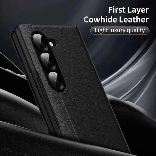 Minimalist Leather Wallet Card Holder Case for Samsung Galaxy S22 S23 S24 S25 Plus Ultra | Smart Clear View Flip Cover