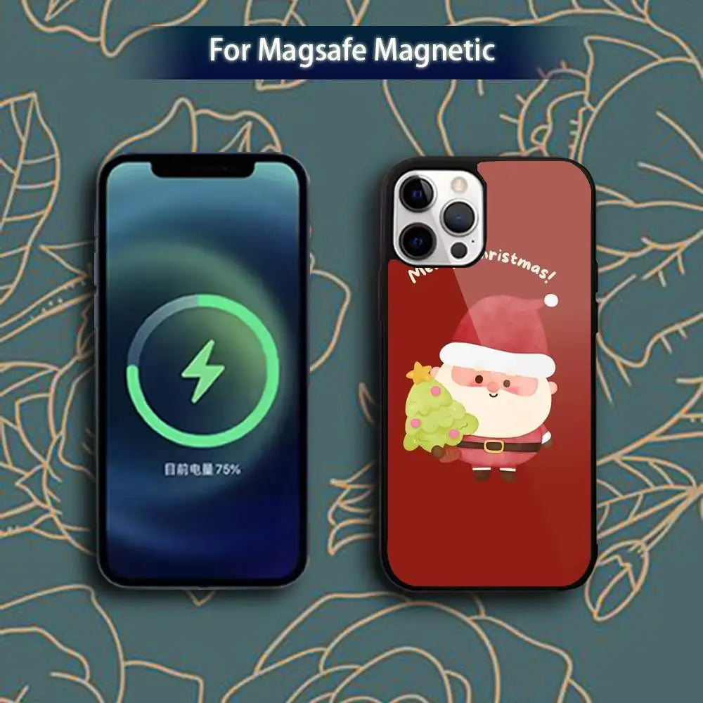 Christmas Santa Claus Phone Case for iPhone 11–17 Series | MagSafe Magnetic Wireless Charging Cover