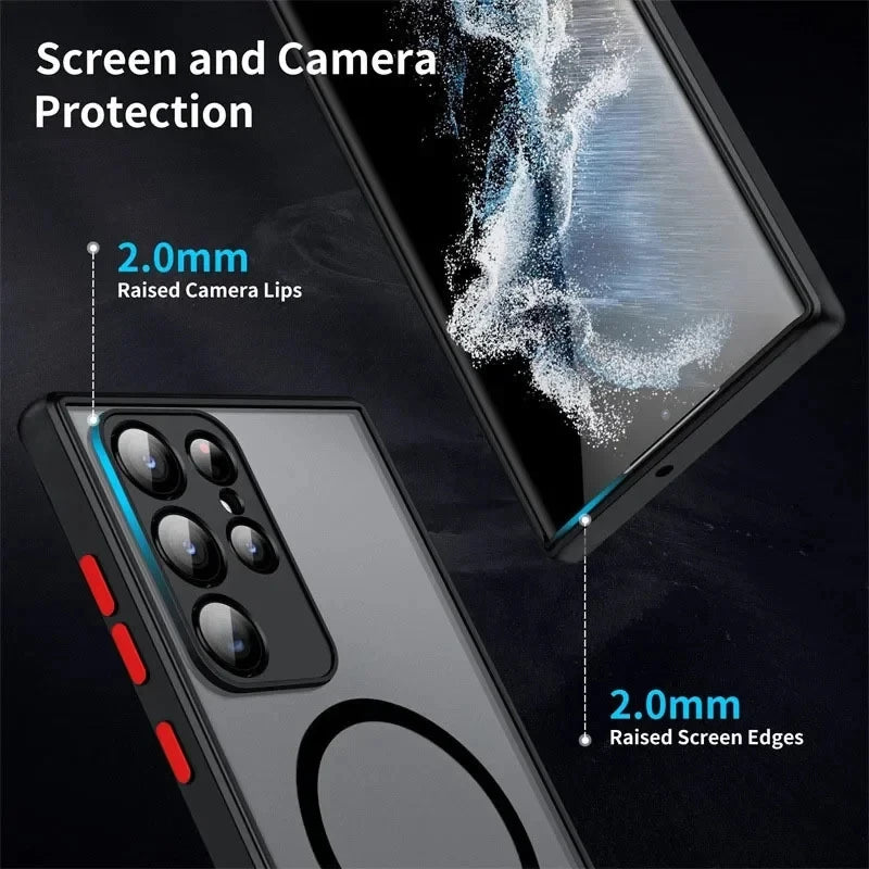 Matte Magnetic Case For Samsung Galaxy S25 Edge S24 Ultra S23+ S22 S21 FE Translucent Cover