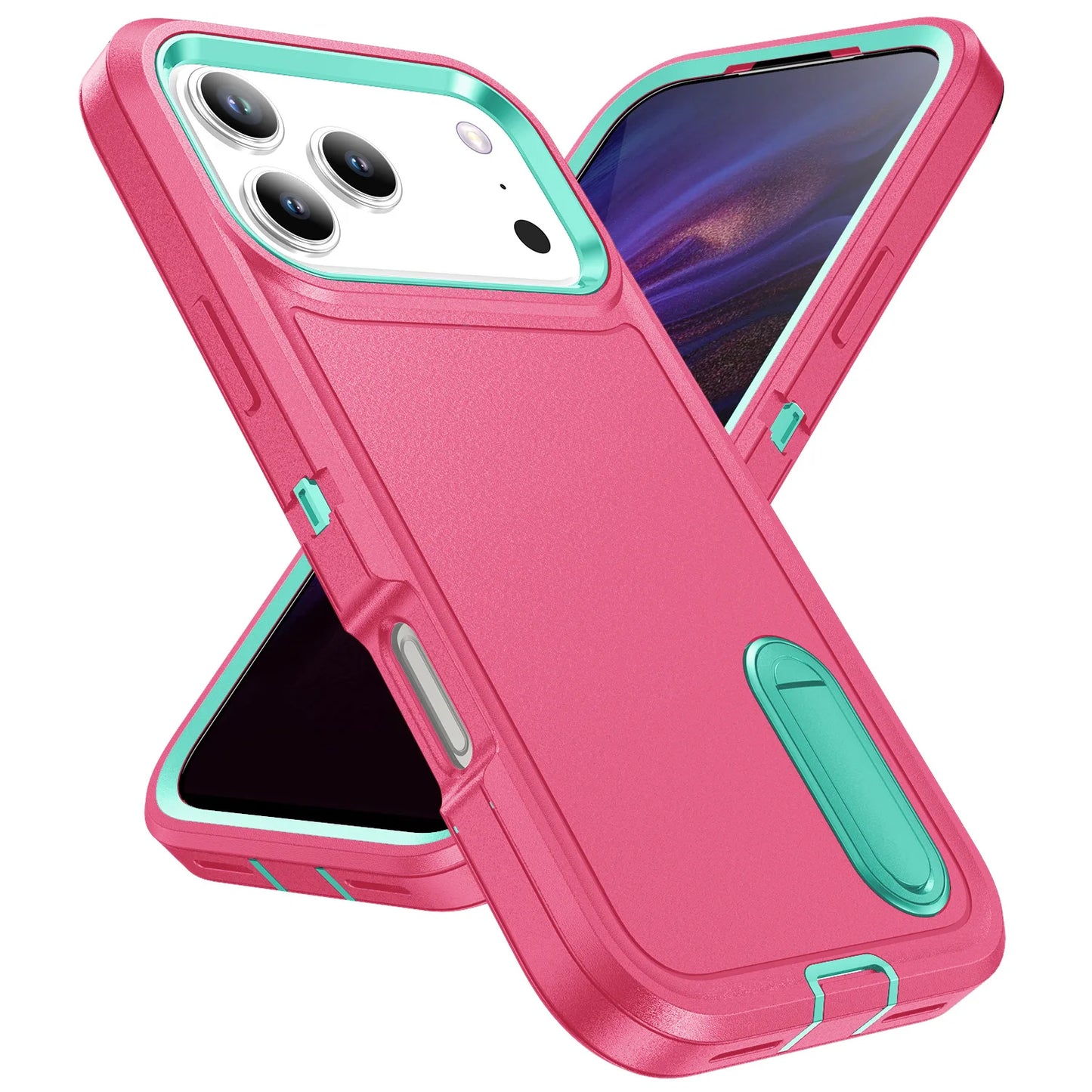 3IN1 Hybrid Military Anti-Shock Strong Case For iPhone11 12 13 Pro Max 14 Plus PC Hard Holder Phone Cover