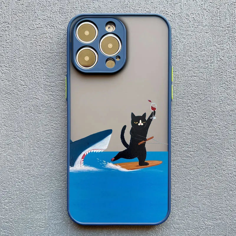 Funny Cat Daily Life Phone Case For iPhone 11 Case iPhone 12 Pro Max Mini 13 Pro Max 7 8 Plus XR XS X Shockproof Covers