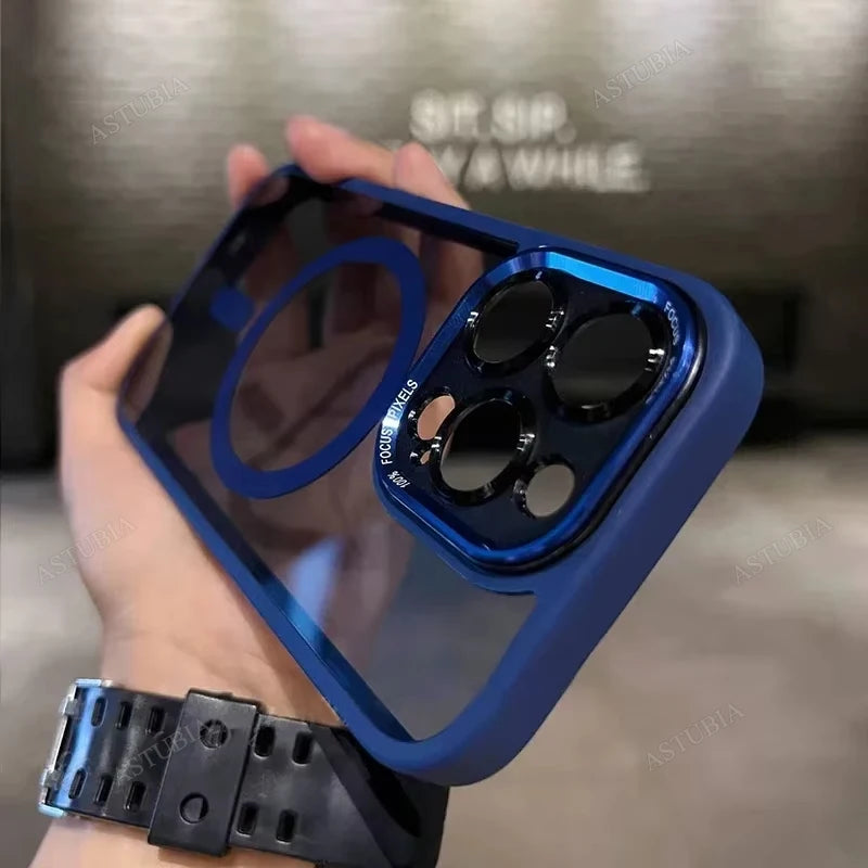 Luxury Magnetic Metal Lens Bumper Protection Case For iPhone 17 Air 16 15 Pro Max Plus Wireless Charge Hard Cover